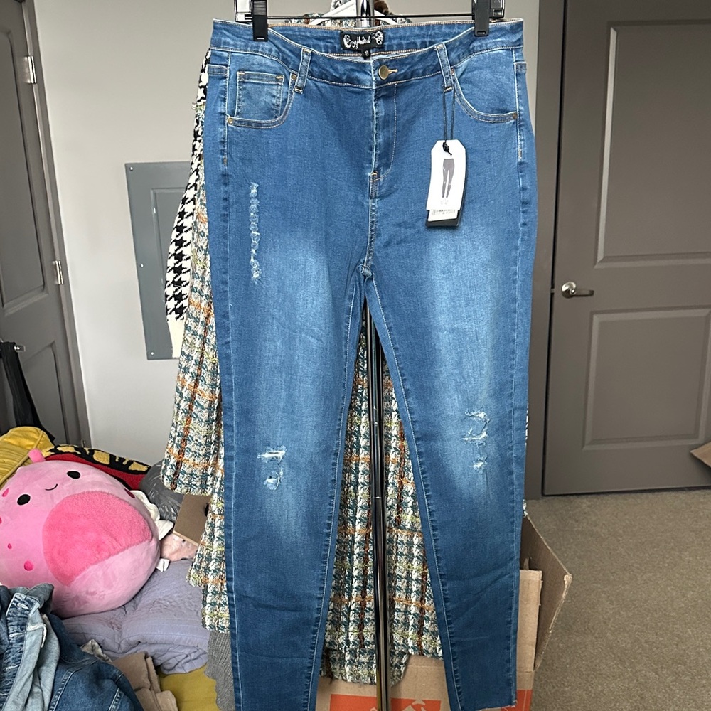 Blue Distressed Women's Jeans